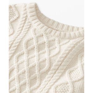 Hanna Andersson Cotton Unisex Cable Knit Sweater In Cream/Ecru Size 2T